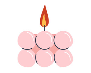 Lonely candle made of balls. Isolated on white background.Flat vector illustration. Eps10