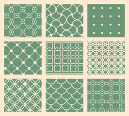 Geometric basic seamless vector patterns with circles