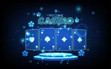 Casino background, Concept casino playing cards, futuristic digital innovation background vector illustration