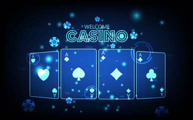 Casino background, Concept casino playing cards, futuristic digital innovation background vector illustration