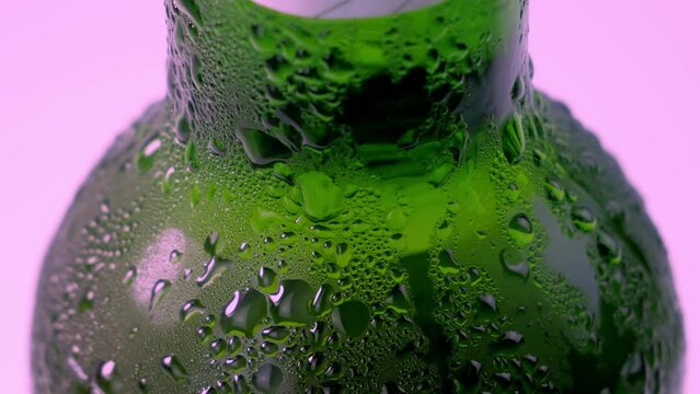 Close up drops of a ice cold bottle of Beer