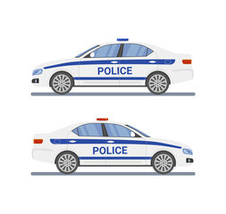Police car in flat style. Vector illustration.