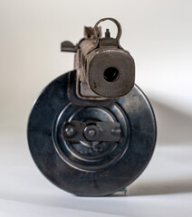 Submachine gun ppsh-41 on a light background.