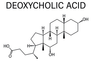 Fototapeta premium Skeletal formula of Deoxycholic acid bile acid molecule. Also used as drug.