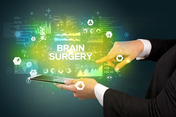 Close-up of a touchscreen with medical inscription