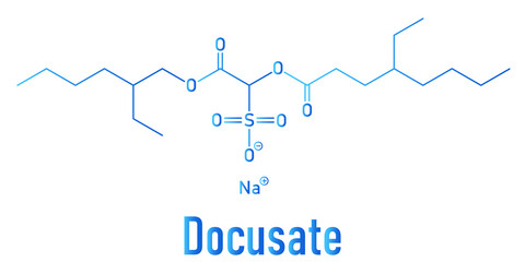 Skeletal formula of Docusate or dioctyl sulfosuccinate stool softener drug molecule.