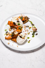 baked pumpkin with mozzarella di buffalo