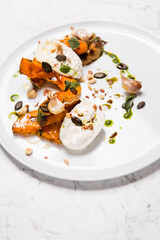 baked pumpkin with mozzarella di buffalo