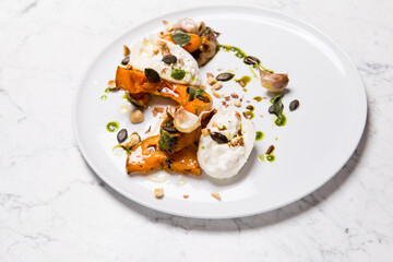 baked pumpkin with mozzarella di buffalo