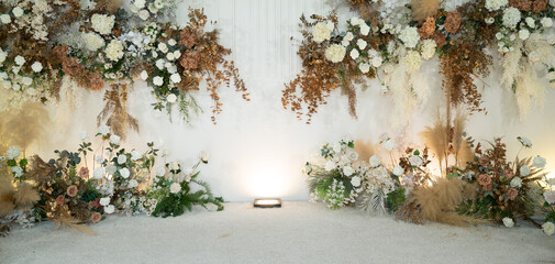 wedding flower decoration selective focus, soft focus of white flower