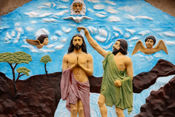 Sculpture depicting Jesus's baptism by John the Baptist