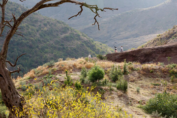 Pilgrims walking to Bieta Ghiorghis (Saint George's House) church in Lalibela