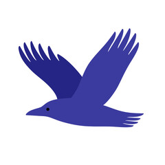 Cartoon rawen. Cute bird illustration. Childish print for nursery, kids apparel, poster, postcard, pattern.