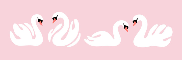 Cartoon swan. Flat illustration of bird. Childish print for nursery, kids apparel, poster, postcard, pattern.