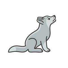 Cute wolf cub - cartoon animal character. Vector illustration in flat style isolated on white background.