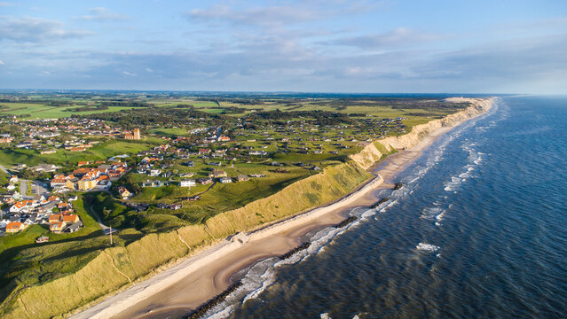 Aerial view of northern Denmark with its iconic coastline
