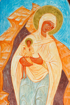 Painting of the Virgin and child in Ain Kerem orthodox monastery