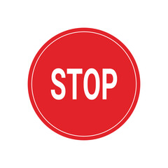 Circle stop  red icon,warning sign isolated on white background.