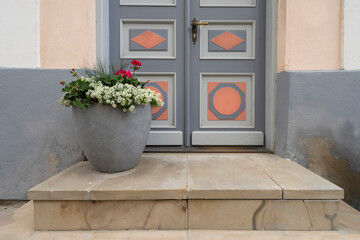 Fototapeta na wymiar entrance door of a typical old city center house in Tallinn