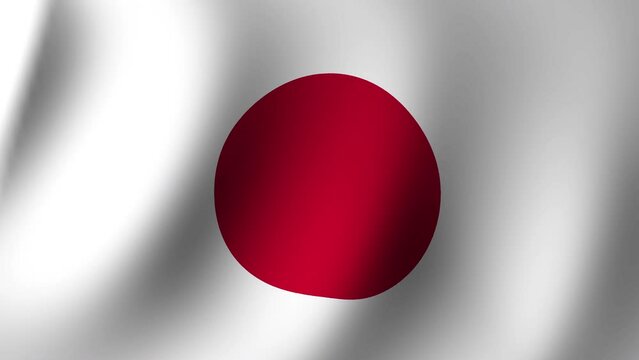 The flag of Japan flutters in the wind. Seamless Animation 3D