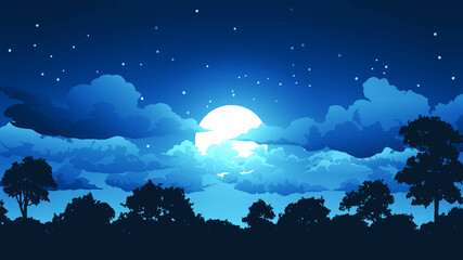 night landscape with moon and stars © Johnster Designs