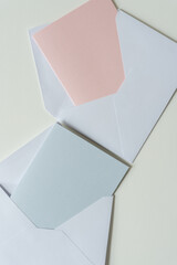 pastel colored paper cards and envelopes