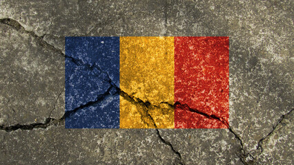 Moldova flag. Moldova flag on cracked cement wall