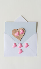envelope and card with hearts