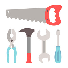 cartoon tools set for repair in flat style