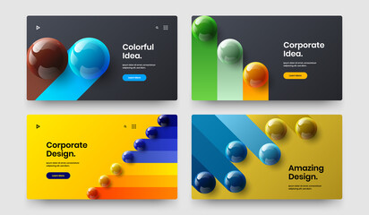 Fresh company identity vector design template collection. Vivid realistic spheres corporate cover concept bundle.