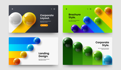 Isolated 3D balls cover template set. Modern corporate identity design vector layout composition.