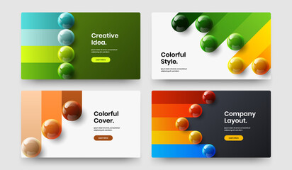 Amazing 3D spheres postcard illustration bundle. Bright company identity vector design concept collection.