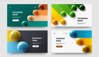 Multicolored cover design vector illustration collection. Clean realistic balls site template set.
