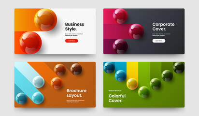 Amazing banner vector design layout bundle. Premium 3D spheres corporate identity concept set.