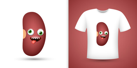 Kidney Bean on white shirt. Vector
