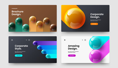Clean web banner vector design concept collection. Fresh 3D balls presentation illustration bundle.