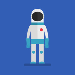 Astronaut in space suit standing. Flat people. Vector Illustration