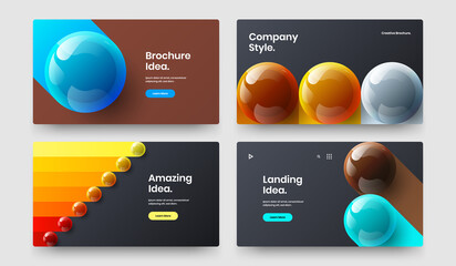 Trendy poster vector design illustration collection. Original 3D balls leaflet concept set.
