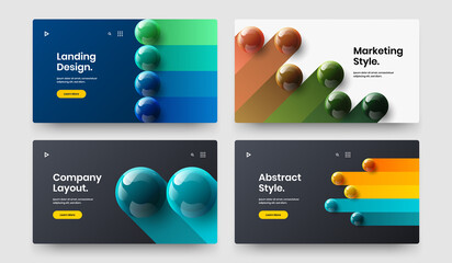 Amazing realistic balls pamphlet illustration composition. Minimalistic company cover vector design concept bundle.