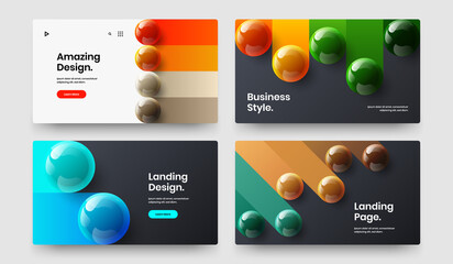 Colorful 3D spheres company brochure layout bundle. Original placard vector design concept collection.