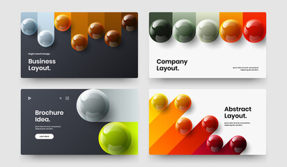 Premium realistic spheres booklet concept composition. Unique journal cover design vector illustration collection.