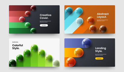 Unique 3D spheres corporate identity concept bundle. Colorful site vector design template set.
