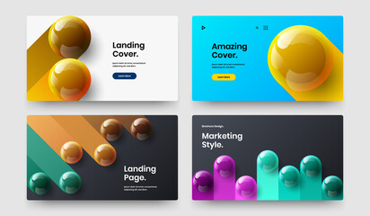 Amazing realistic balls flyer concept set. Trendy annual report design vector layout composition.