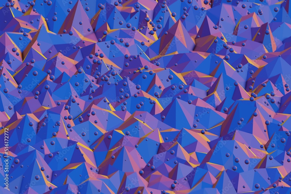 Leinwandbilder colourful abstract 3d visualization of a geometric low-poly surface. 3d rendering illustration. back