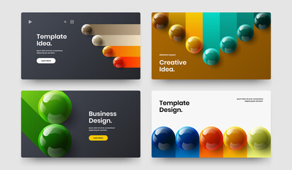 Clean cover vector design template composition. Premium realistic balls poster illustration bundle.