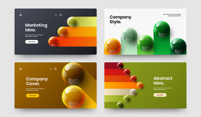 Amazing cover vector design concept composition. Colorful 3D spheres flyer illustration bundle.