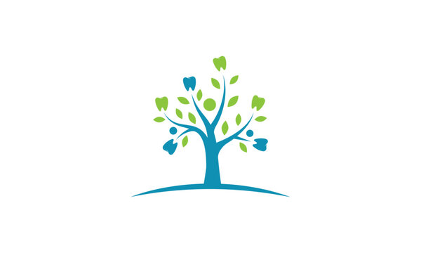 Dental, Tree Dental, Family Dental Logo Design Vector