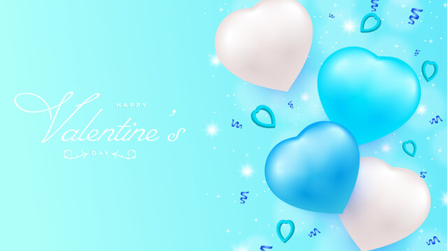 Valentine's Day With 3D Heart shaped. Vector Illustration For Backgrounde. Eps 10
