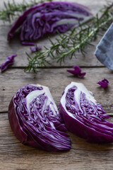 red cabbage on wooden table