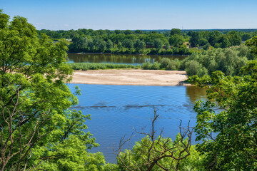 River Narew With Sandy Island In Poland